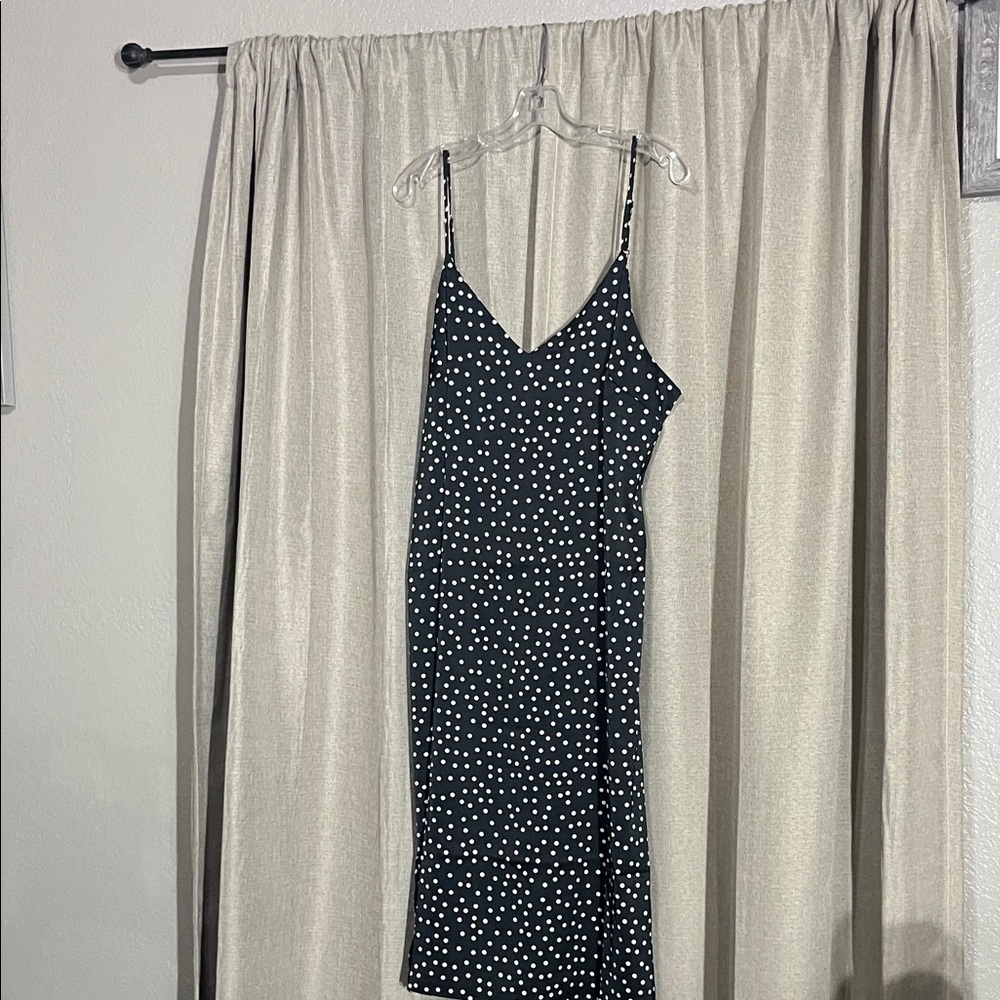 Elegant Black and White Polka Dot Midi Dress